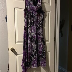 J.B.S. Purple and Black Ruched Midi Dress